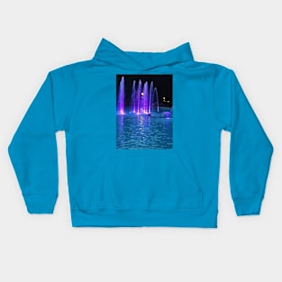 Blue Water Night Fountain Photo Kids Hoodie